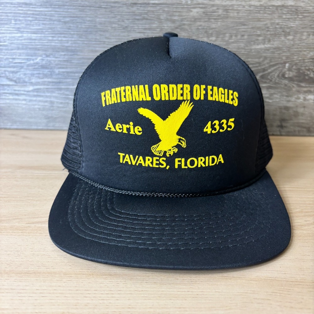 VINTAGE Fraternal Order Of Eagles Hat Cap Snap Back Trucker Tavares Florida